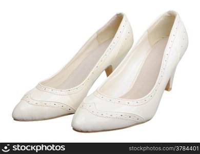 Women leather shoes, isolated on a white background.
