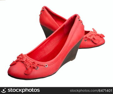 Women leather shoes, isolated on a white background.