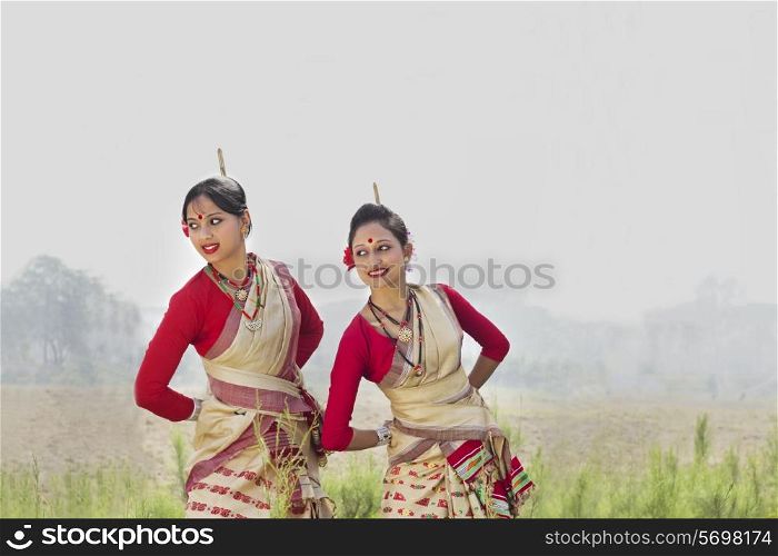 Women performing Bihu dance