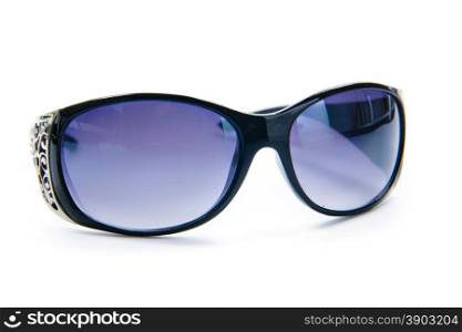 women&rsquo;s blue sunglasses isolated on white