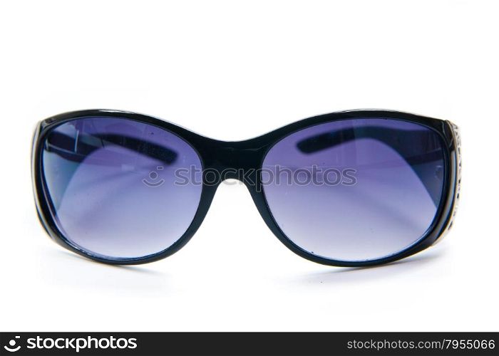 women&rsquo;s blue sunglasses isolated on white