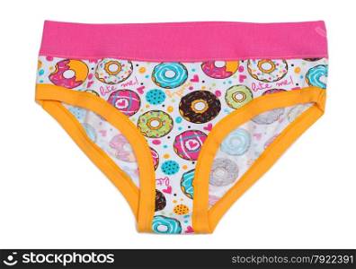 Women&rsquo;s Cotton panties with pattern donuts. Isolate on white.