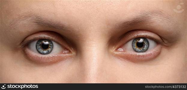 Women&rsquo;s gray green eyes without make up. Banner for the site. The concept of fashion, beauty, cosmetics and care. Women&rsquo;s gray green eyes without make up. Banner for the site. The concept of fashion, beauty, cosmetics and care.