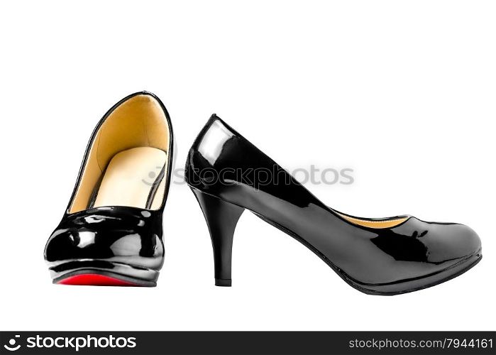 Women&rsquo;s patent leather shoes isolated