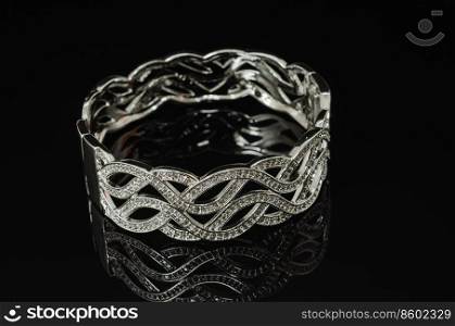Women’s fashion Bracelet jewelry on black background.