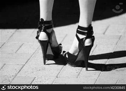 Women shoes in black and white color