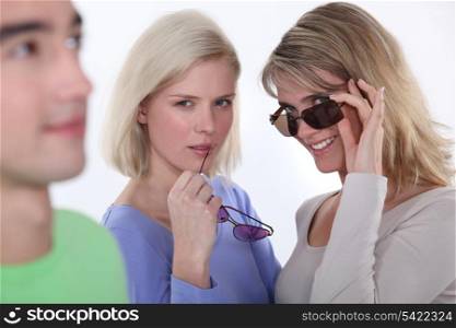 Women staring at the object of their desire