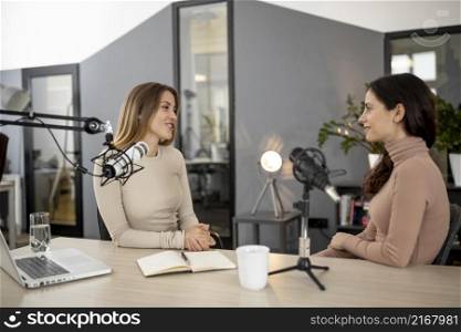 women studio during radio show