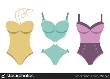 Women swimsuits. Flat style.Vector illustration.