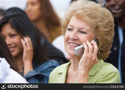 Women using mobile phones