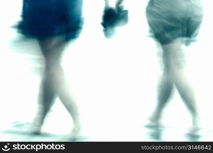 Women Wading Through Water In Shorts