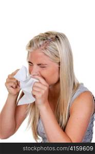 women with allergies, hay fever and handkerchief
