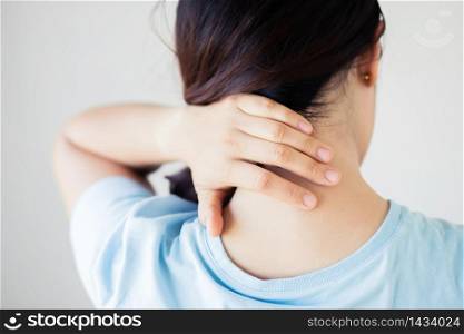 Women with neck pain in the back