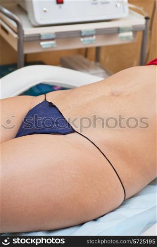 Women with skin stretch closeup