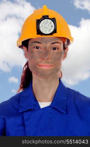 Women working in mining with a blue sky of background