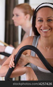 Women working out in a gym