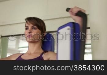 Women working out, sports and wellness in gym, beautiful female athlete exercising in fitness club. Sequence