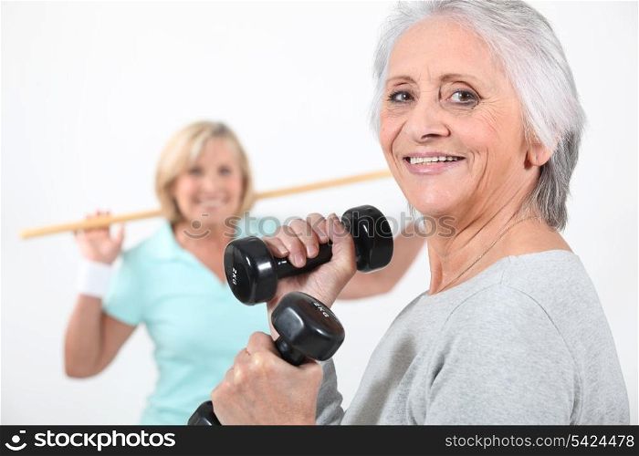 Women working out together