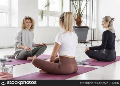 women yoga class