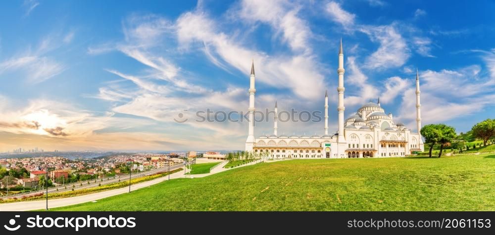 Wonderful Camlica Mosque of Istanbul, Asian side, Turkey.. Wonderful Camlica Mosque of Istanbul, Asian side, Turkey