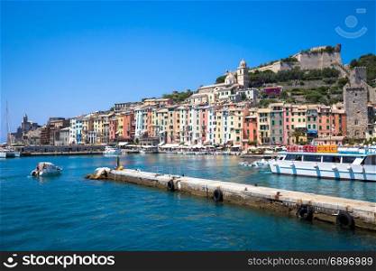 Wonderful postcard of Porto Venere during a sunny day in summer, Italy