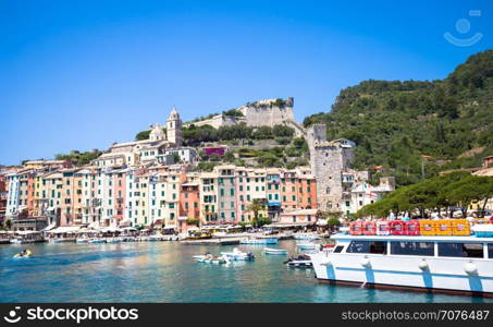 Wonderful postcard of Porto Venere during a sunny day in summer, Italy