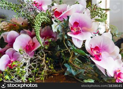 Wonderful romantic light pink orchid flowers bouquet composition