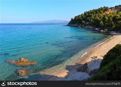 Wonderful sandy beach at Aegean sea on Sithonia, Halkidiki, Greece.