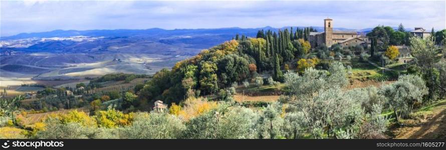 Wonderful scenic landscape of Tuscany. Montalcino - famous wine region in Italy