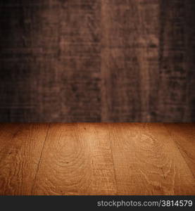 Wood background - table with wooden wall