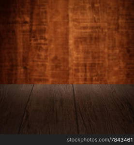 Wood background - table with wooden wall