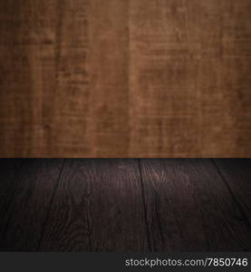 Wood background - table with wooden wall