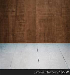 Wood background - table with wooden wall
