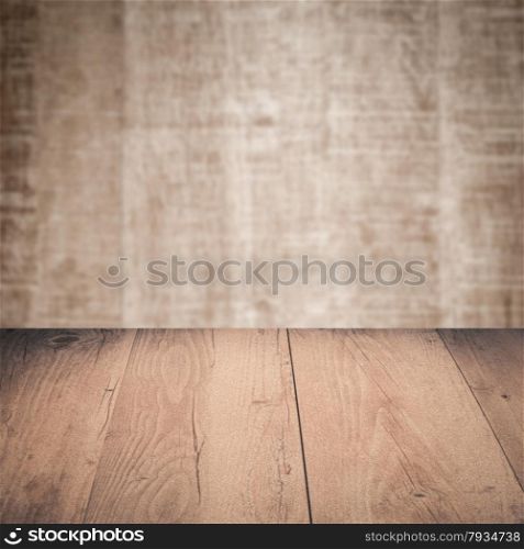 Wood background - table with wooden wall