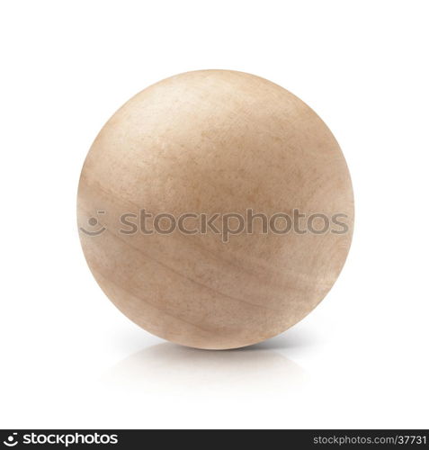 Wood ball 3D illustration on white background