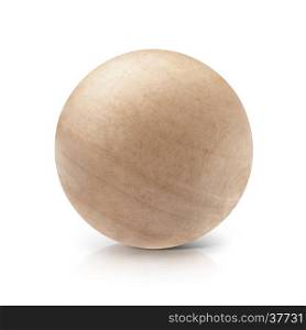 Wood ball 3D illustration on white background