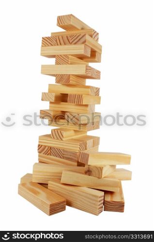 Wood bricks a child game, isolated on white