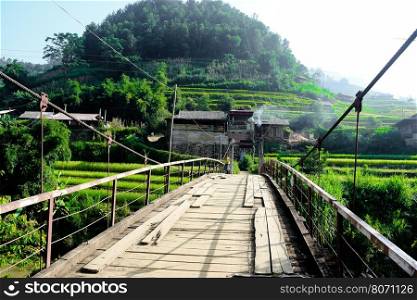 Wood bridge in Mu Cang Chai, northwest of Vietnam.