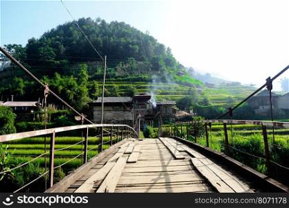 Wood bridge in Mu Cang Chai, northwest of Vietnam.