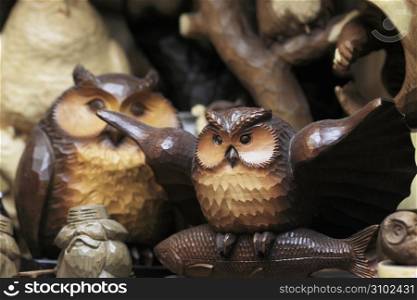 Wood carving of an owl