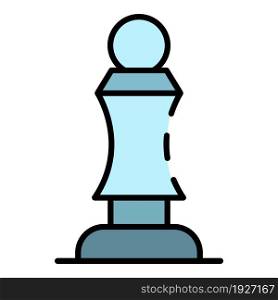 Wood chess pawn icon. Outline wood chess pawn vector icon color flat isolated. Wood chess pawn icon color outline vector