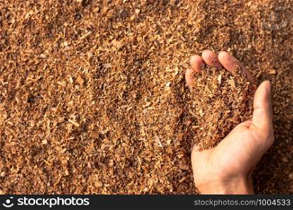 Wood chips obtained from the manufacturing industry.
