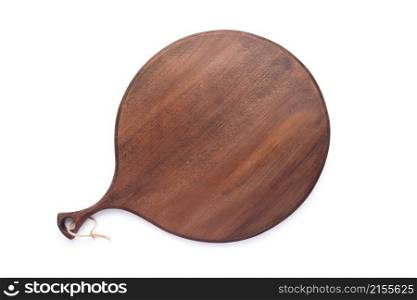 Wood cutting board isolated at white background top view