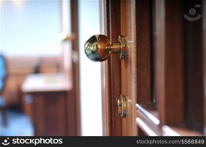 wood door luxury handle open