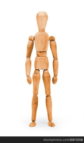 Wood figure mannequin with bodypaint on white background - Orange