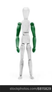Wood figure mannequin with flag bodypaint on white background - Nigeria