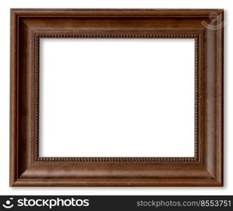 Wood frame for picture on isolated white with space.