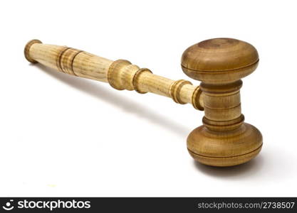 Wood gavel isolated on white background