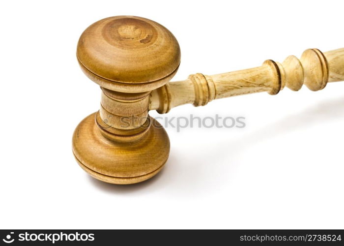 Wood gavel isolated on white background