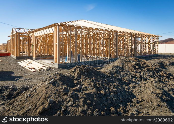 Wood Home Framing Abstract At Construction Site